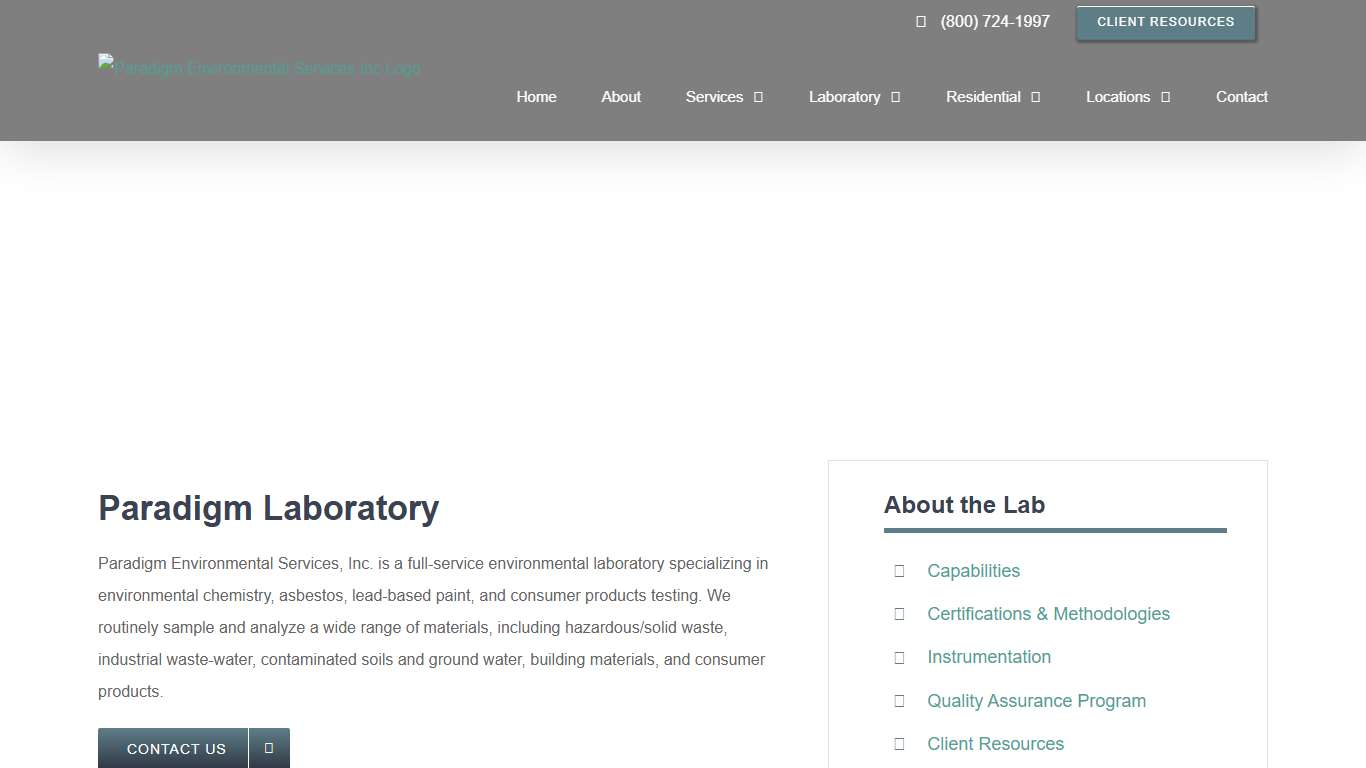 Paradigm Environmental Laboratory | Paradigm Environmental Services Inc