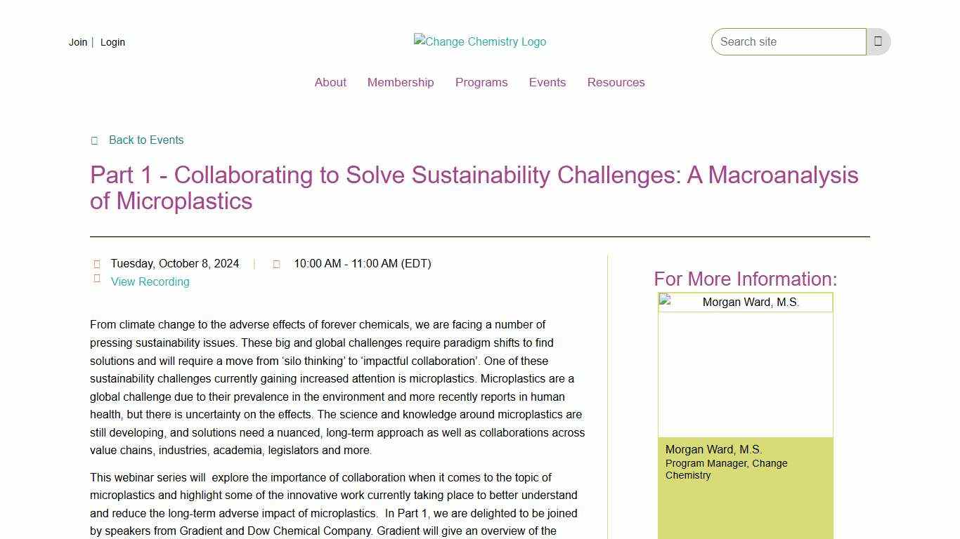 Collaborating to Solve Sustainability Challenges: A Macroanalysis of Microplastics - Change Chemistry